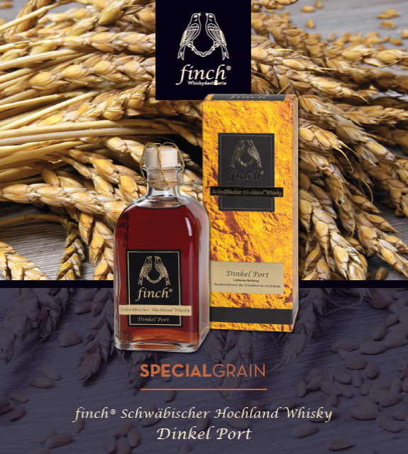 
                  
                    finch® Schwäbischer Hochland Whisky SPECIALGRAIN Dinkel Port - 8 Jahre (0,5 l)
                  
                